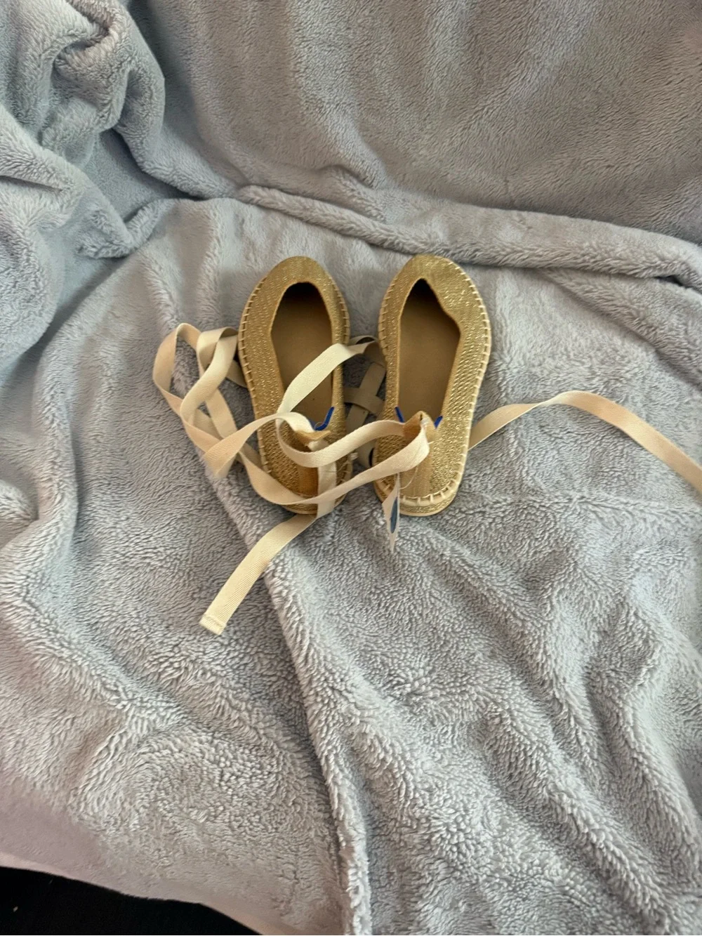 Rothy’s 7.5 NEW Woven Metallic Espadrille Ballet Flat - Gold - Picture 3 of 4